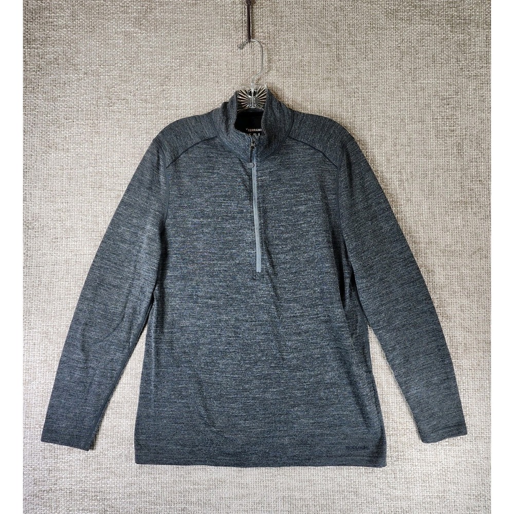 Terramar Merino Woolskins Base Layer Shirt Mens M Gray 1/2 Zip Pullover Blend
